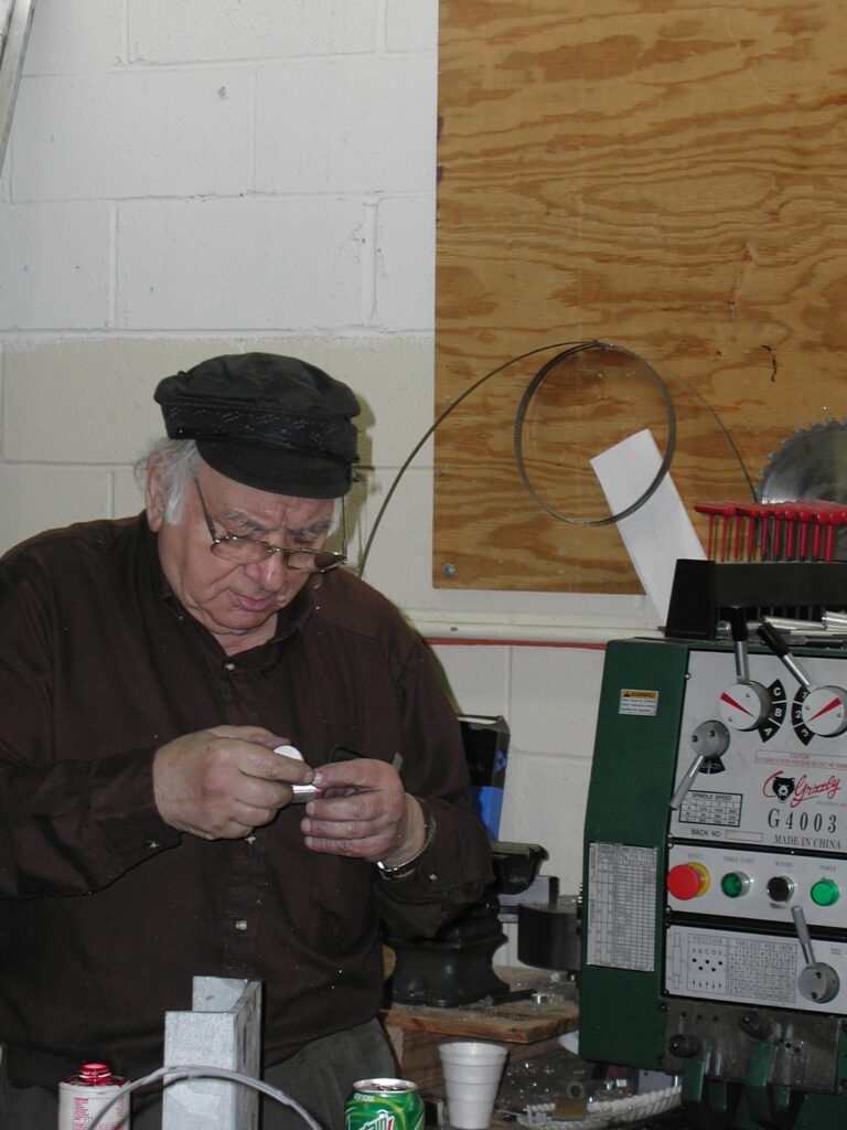 Al Culotta at the lathe, 2004