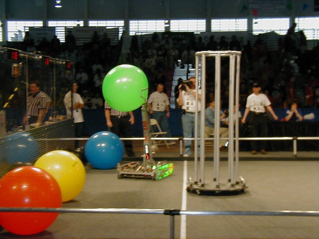Team 271 2001 robot on the field during a match
