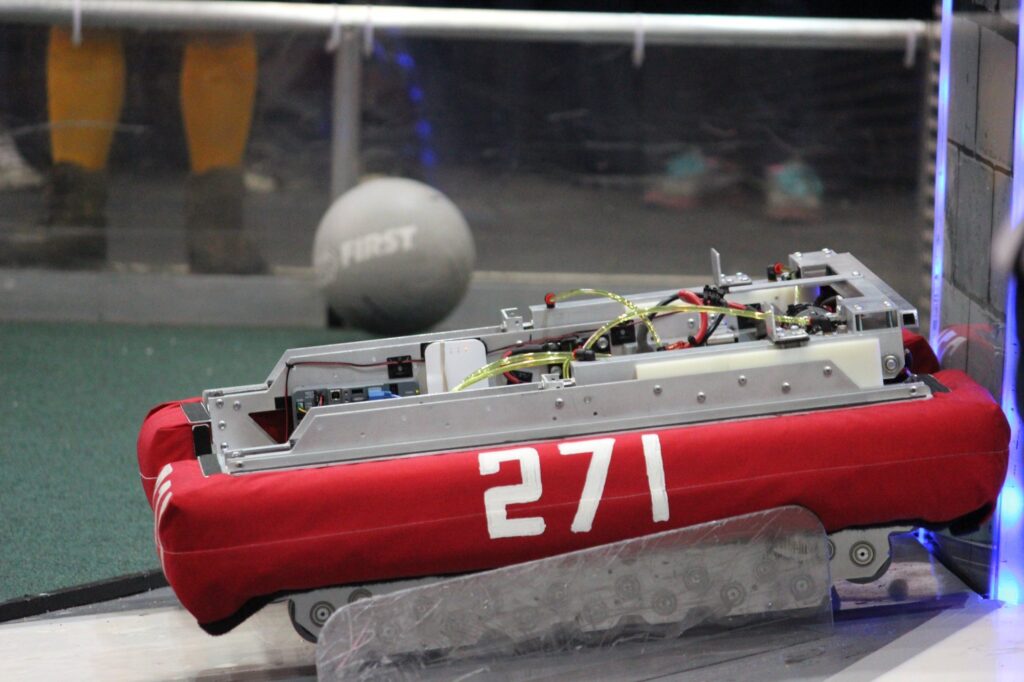 Team 271 2016 robot with red bumpers